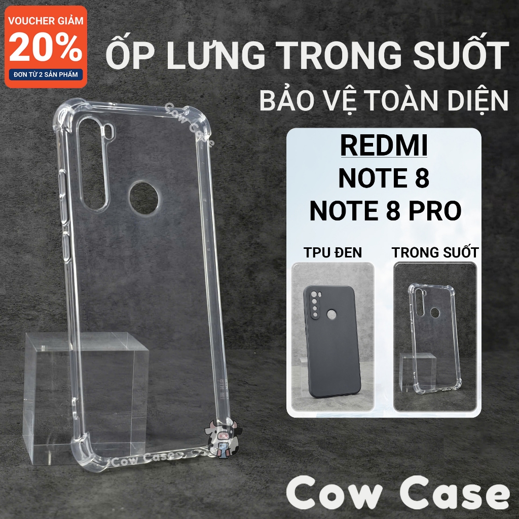 Ốp lưng Redmi Note 8, Cow case trơn màu đen Ốp điện thoại
