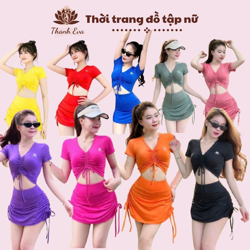 Bộ váy croptop 2 lớp , áo croptop rút dây che khuyết điểm bắp tay, kín đáo , trẻ trung, nữ tính