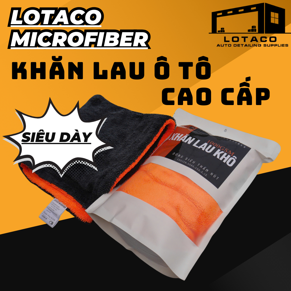 Khăn lau ô tô SIÊU DÀY Lotaco cao cấp siêu hút nước dệt sợi xoắn chuyên dụng 1000/1200GSM Twist Loop | BigBuy360 - bigbuy360.vn