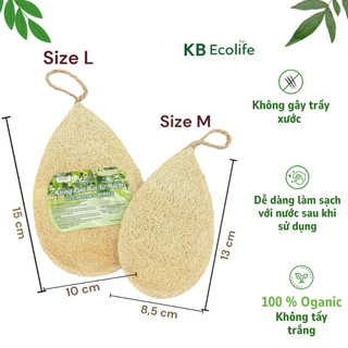 Miếng Rửa Chén Đĩa Xơ Mướp Tự Nhiên KB Ecolife Không Hóa Chất Tẩy Trắng Rửa Sạch Chén Bát (Giọt Nước )
