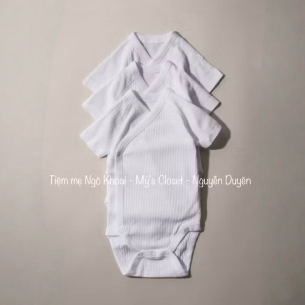 [MD01] ZA.RA body cài vạt chéo trắng trơn chất liệu thun cotton mềm mại cho bé sơ sinh