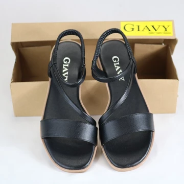 Giày Gia Vy - Giày quai hậu nữ quai ngang mới - Sandal S518 màu đen và bò Size 36 37 38 39 40 Đế thấp quai xi