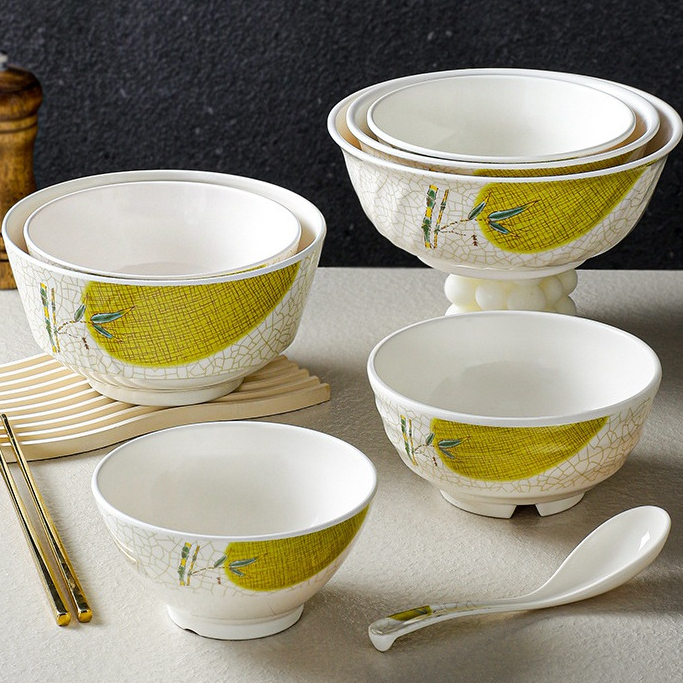 Bát Tô Phíp ( Melamine A5 ) Hoa Văn Hình Lá Tre Dùng Cho Nhà Hàng Khách Sạn 513