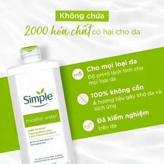 Combo Sữa rửa mặt Simple Refreshing Facial Wash (150ml) + Nước tẩy trang Simple Micellar Water (200ml)