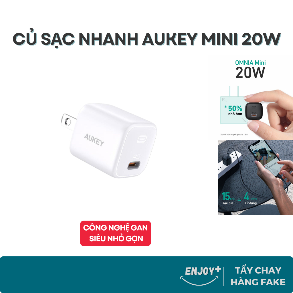 [NEW] Củ sạc nhanh chính hãng Aukey Omnia Mini PD 20W-Sạc Nhanh Ổn Định-GaN Siêu Nhỏ Gọn-ENJOY PLUS | BigBuy360 - bigbuy360.vn