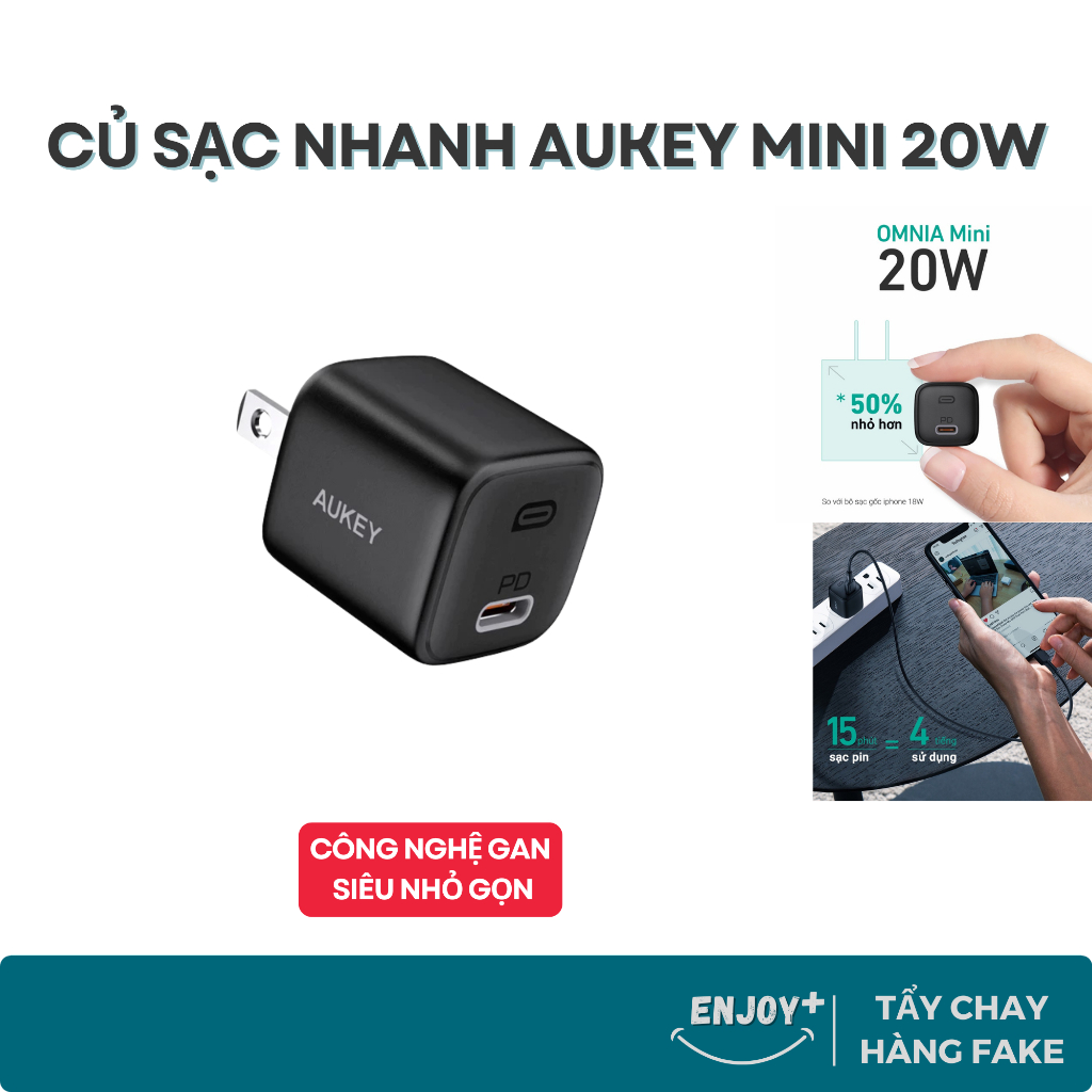 [NEW] Củ sạc nhanh chính hãng Aukey Omnia Mini PD 20W-Sạc Nhanh Ổn Định-GaN Siêu Nhỏ Gọn-ENJOY PLUS | BigBuy360 - bigbuy360.vn
