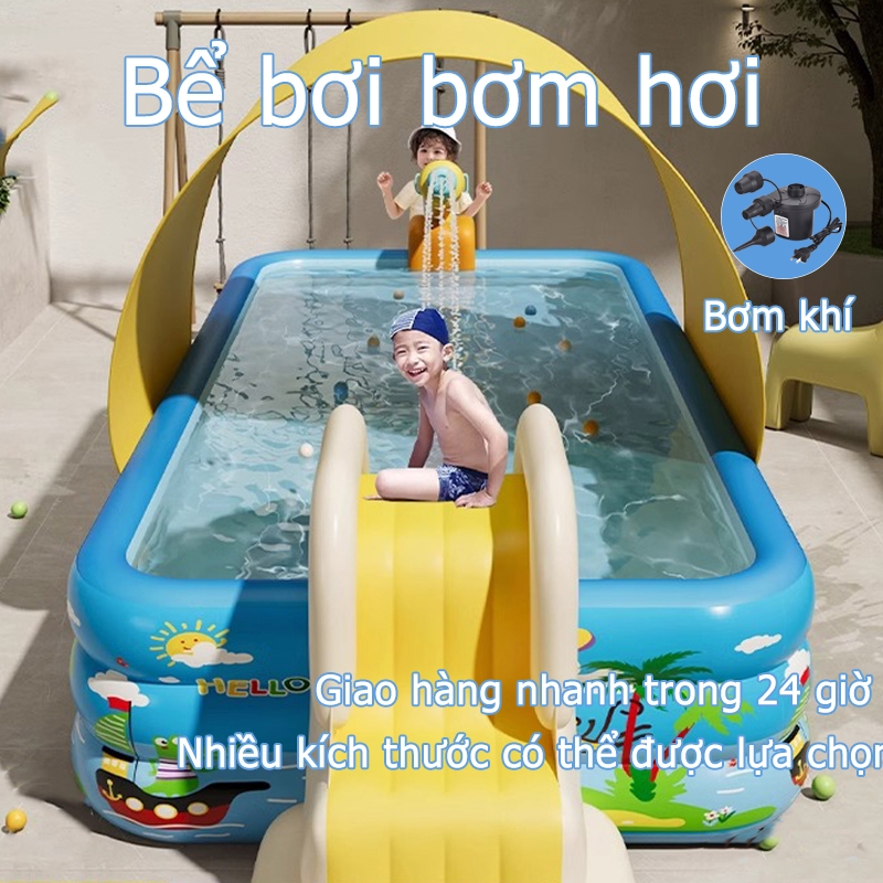 Bể bơi bơm hơi lớn Bể bơi gia đình trẻ em có nhiều kích thước có thể chọn với máy bơm không khí
