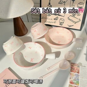 set 3 món nơ tay chuôi kèm bát và thìa xinh xắn