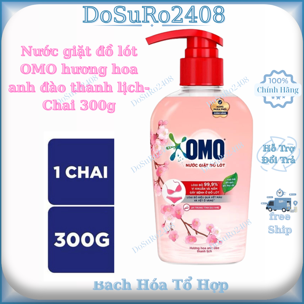 Nước giặt đồ lót OMO hương hoa anh đào thanh lịch-Chai 300g
