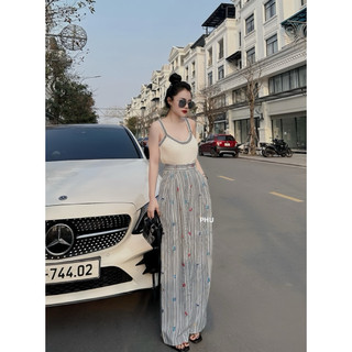 {XẢ} QCCC Quần suông kẻ C N full hoạ tiết fulltagmac đẹp xuất sắc xịn sò