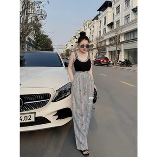{XẢ} QCCC Quần suông kẻ C N full hoạ tiết fulltagmac đẹp xuất sắc xịn sò