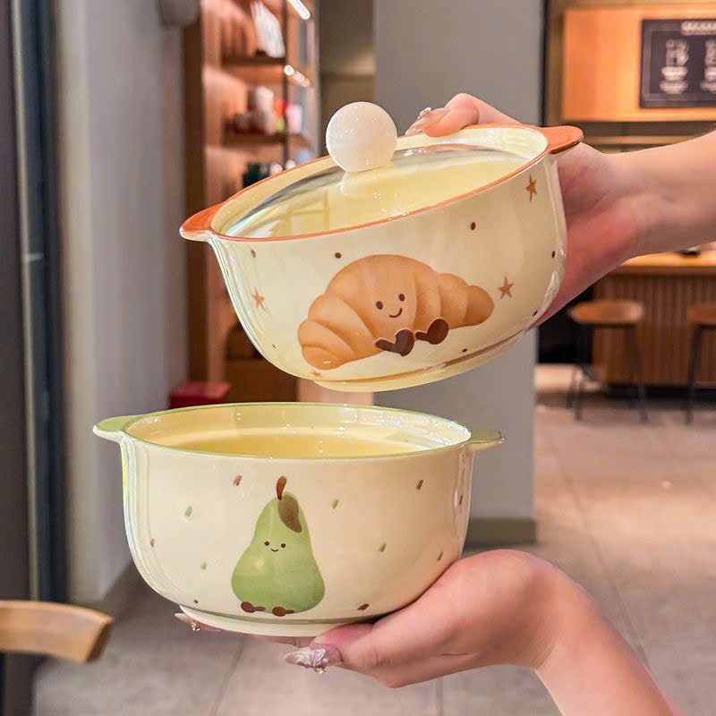 🥑 Nồi Sứ Kèm Thìa Hoạ Tiết Quả Bơ Và Bánh Ngọt Xinh Xỉu 🍰 ( Tặng kèm 1 đôi đũa)