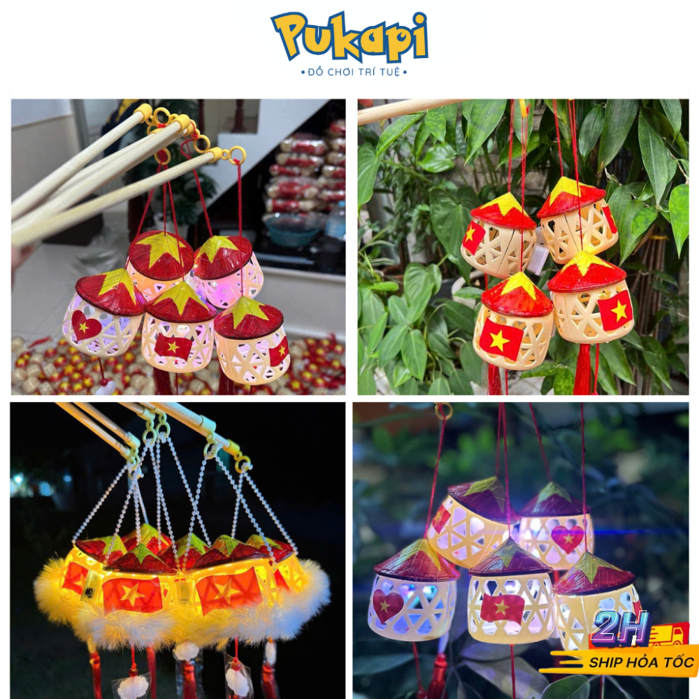Lồng Đèn Cờ Đỏ Sao Vàng Lồng Đèn Yêu Nước Việt Nam Giỏ Tre Nón Lá Mừng Quốc Khánh Trung Thu Cho Bé-Đồ Chơi Cho Bé PUKAPI