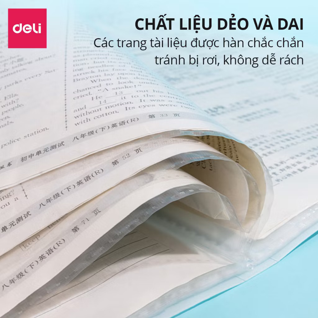 Sale off 60% File Tài Liệu File Lá Học Sinh DELI Đa Năng A4 Bìa Kẹp Lá Tệp Đựng Tài Liệu Đựng 30 40 Lá Màu Pastel