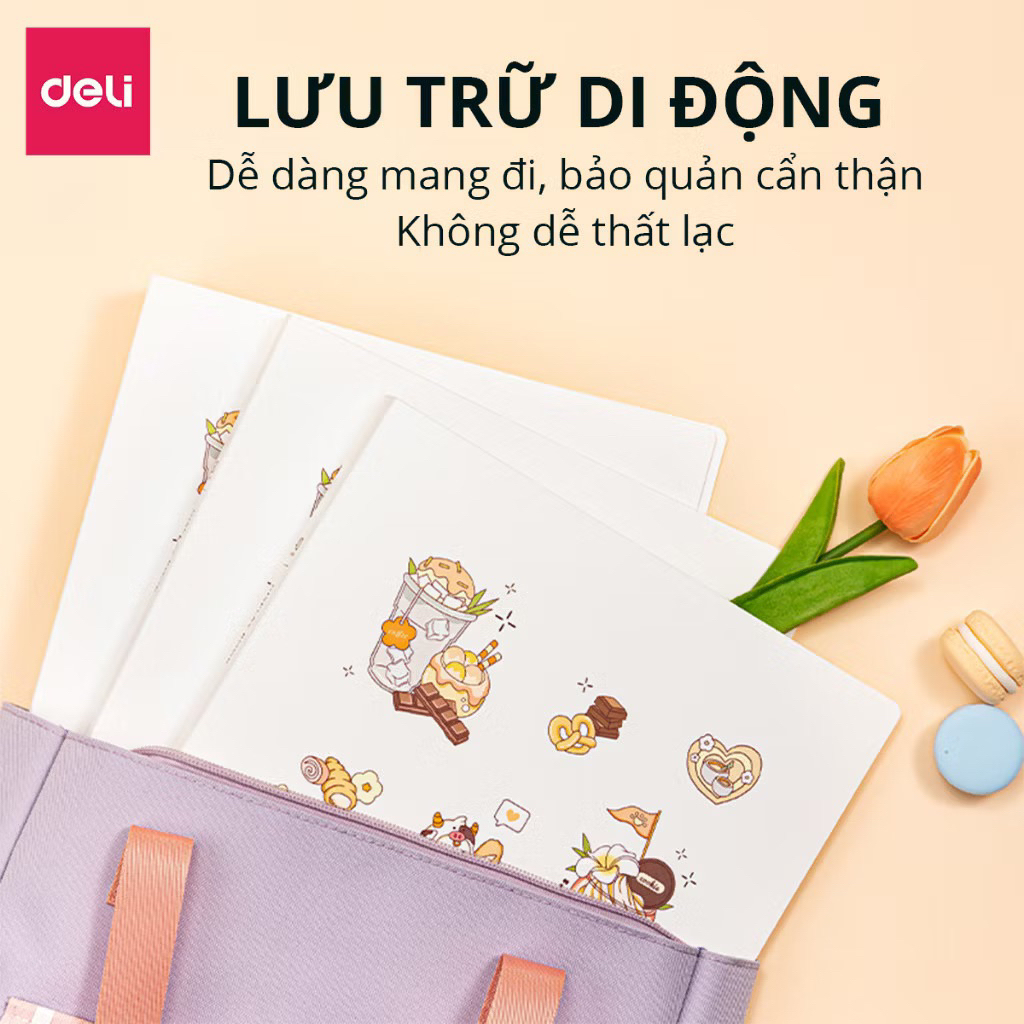 Sale off 60% File Tài Liệu File Lá Học Sinh DELI Đa Năng A4 Bìa Kẹp Lá Tệp Đựng Tài Liệu Đựng 30 40 Lá Màu Pastel