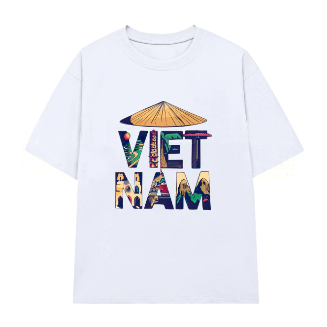 Áo thun nam nữ Việt Nam kiểu Unisex cách điệu chiếc nón lá, chất cotton 100% mát, 5 màu lựa chọn
