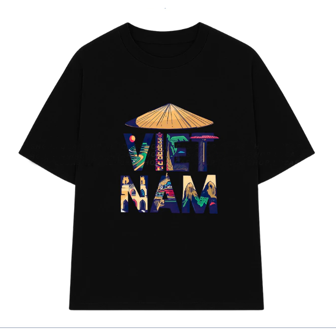 Áo thun nam nữ Việt Nam kiểu Unisex cách điệu chiếc nón lá, chất cotton 100% mát, 5 màu lựa chọn