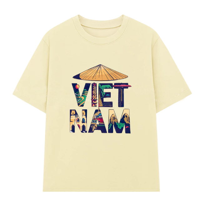 Áo thun nam nữ Việt Nam kiểu Unisex cách điệu chiếc nón lá, chất cotton 100% mát, 5 màu lựa chọn