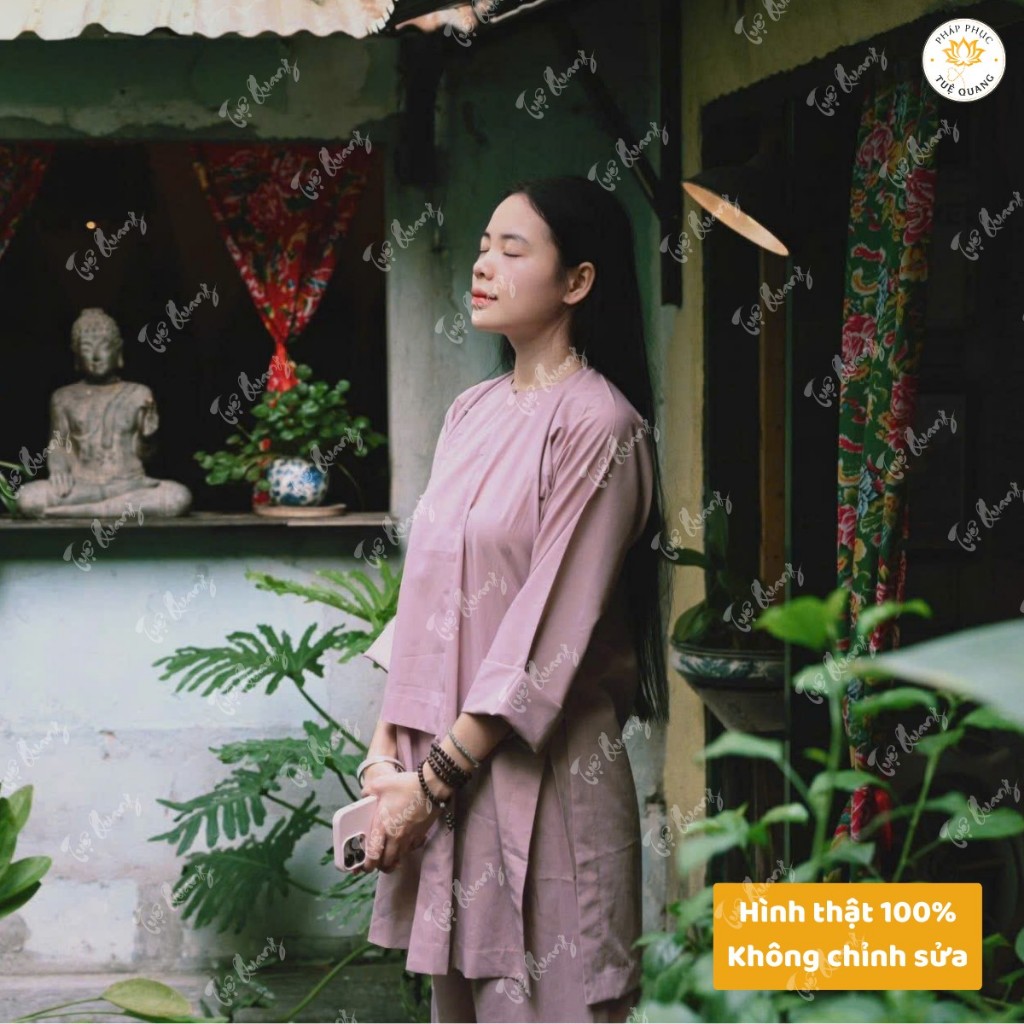 Bộ vạt hò Tăng Ni tà dài dáng rộng, vải Kate mịn mát  - Pháp phục Tu sĩ - Đồ lam đi chùa