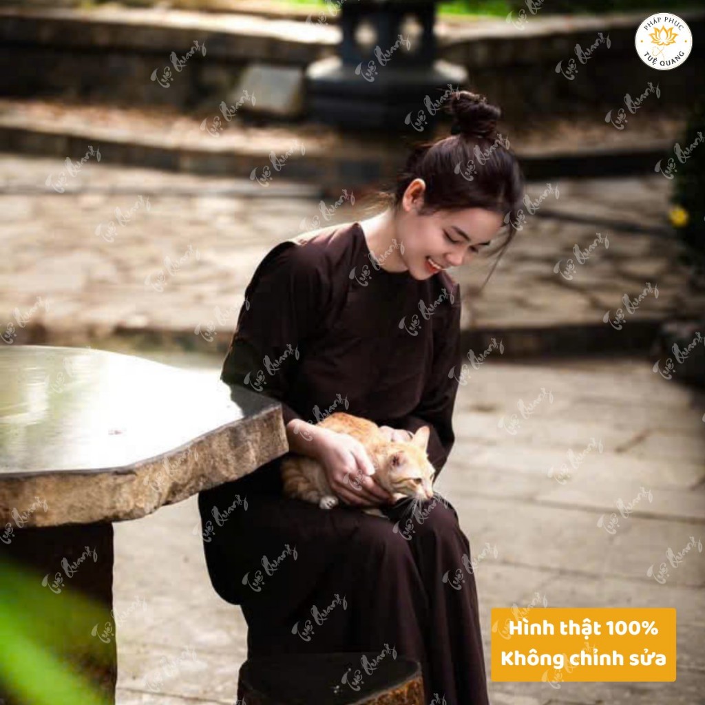 Bộ vạt hò Tăng Ni tà dài dáng rộng, vải Kate mịn mát  - Pháp phục Tu sĩ - Đồ lam đi chùa