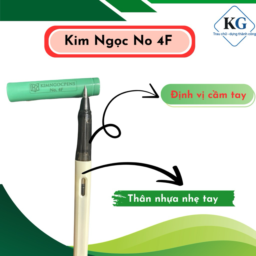 Bút Máy Kim Ngọc No4F Ngòi Kim Tinh Lá Tre Tự Tạo Thanh Đậm - Bút Luyện Chữ Đẹp Cô Khang Cho Học Sinh