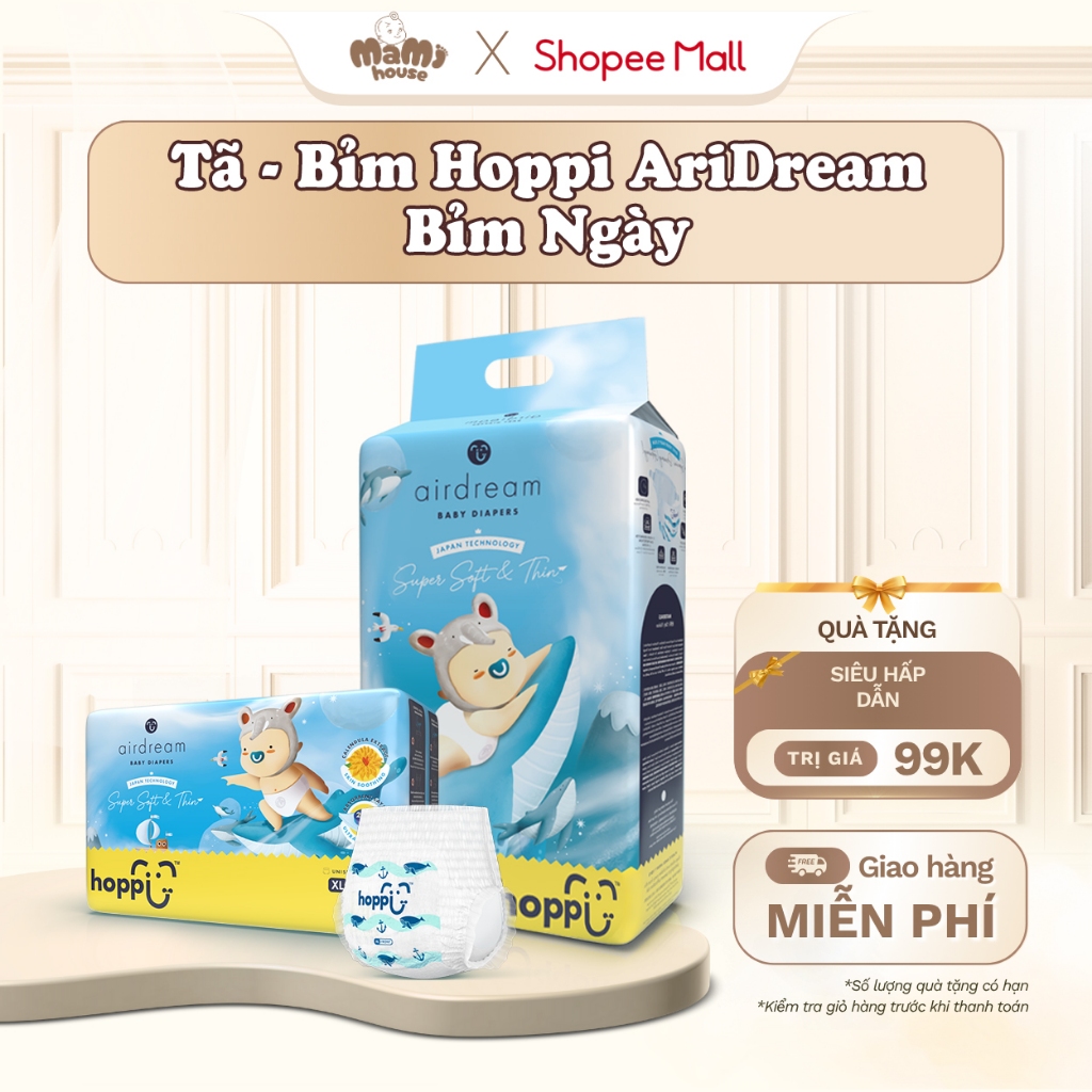 Bỉm - Tã Hoppi Airdream siêu mềm mỏng an toàn cho da nhạy cảm, đủ size ...