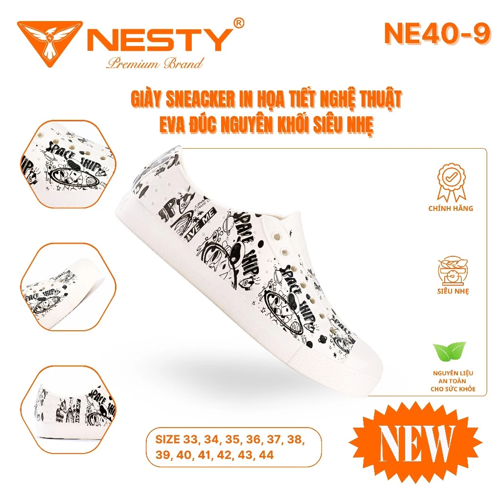【NE40-IN】GIÀY SNEAKER NESTY NE40-9 VÀ NE40-1 – ĐÚC NGUYÊN KHỐI EVA SIÊU NHẸ, HỌA TIẾT ẤN TƯỢNG