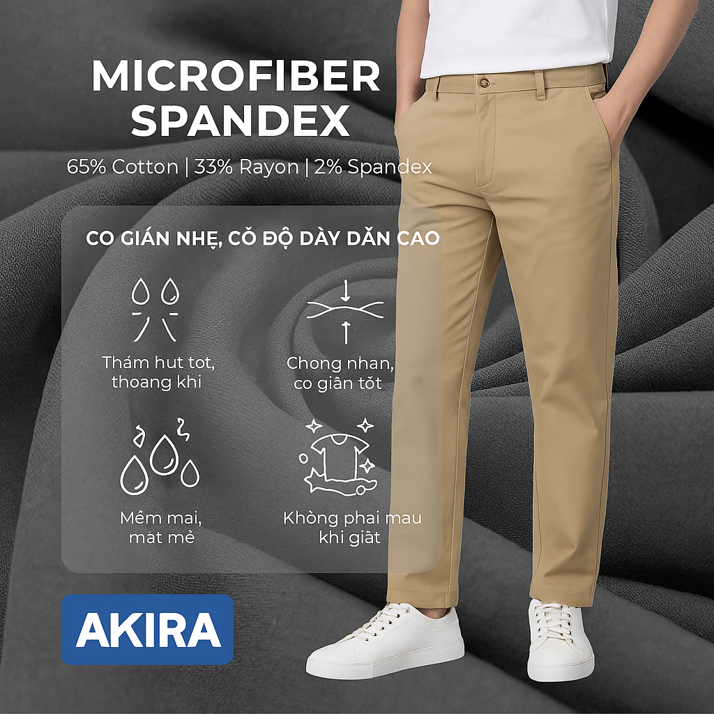 Quần kaki nam trung niên ống suông, vải cao cấp thoáng mát, form chuẩn lịch sự