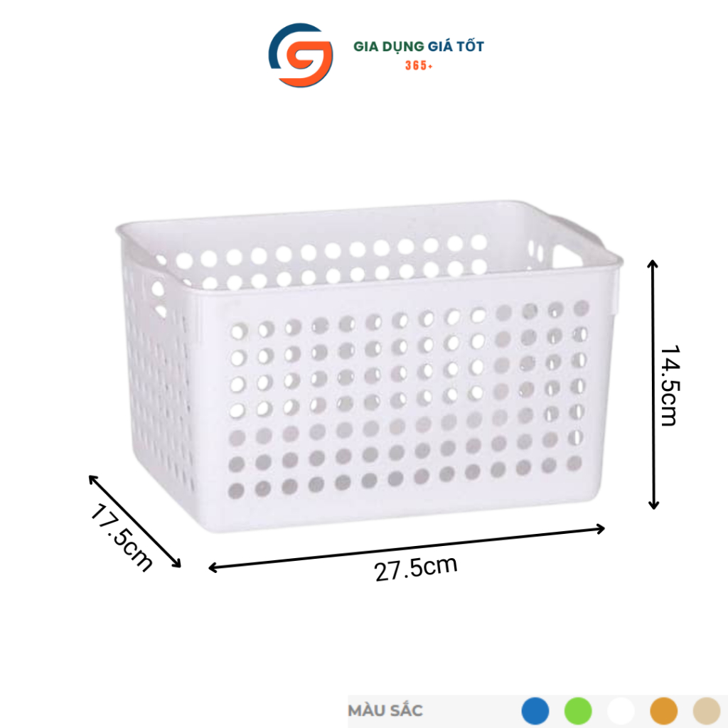 Giỏ nhựa đựng đồ có quai đa năng - rổ nhựa hình chữ nhật, hộp đựng đồ nhà bếp, nhà tắm, phòng ngủ