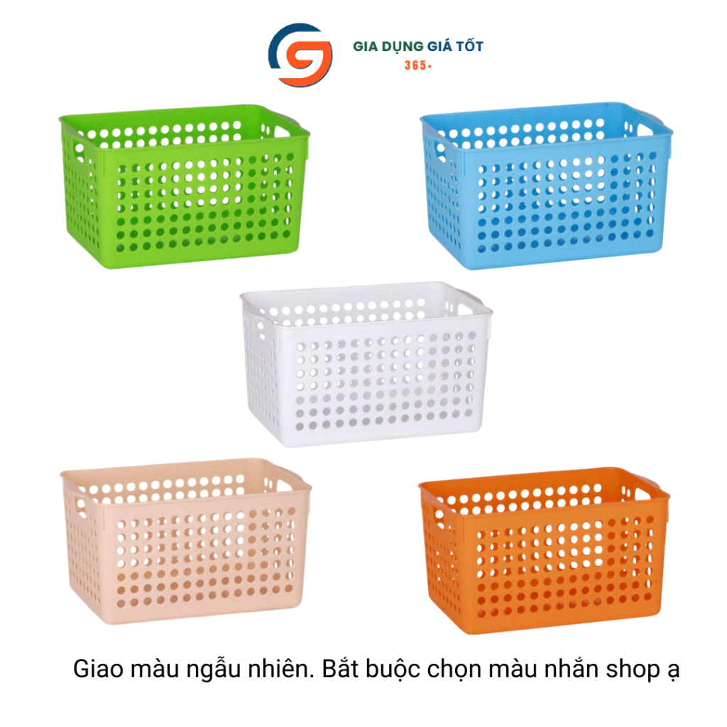 Giỏ nhựa đựng đồ có quai đa năng - rổ nhựa hình chữ nhật, hộp đựng đồ nhà bếp, nhà tắm, phòng ngủ