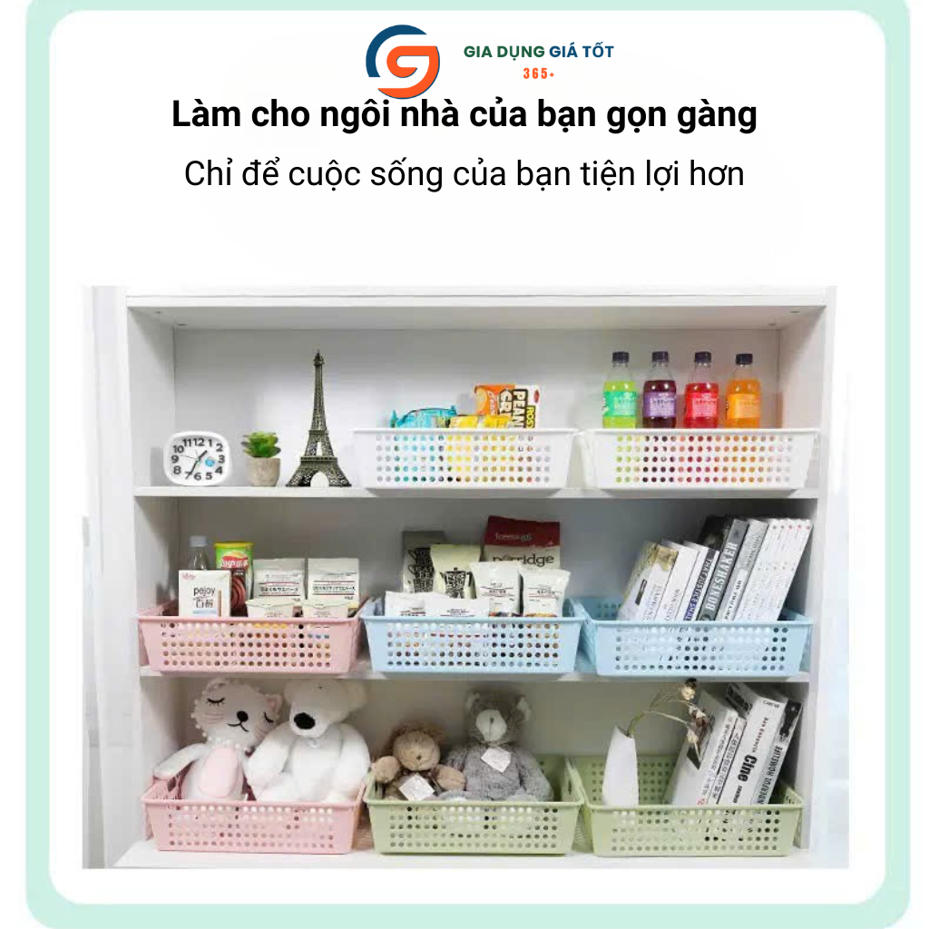 Giỏ nhựa đựng đồ rỗng đa năng Song Long - khay nhựa đựng tài liệu A5, chai lọ, đồ dùng nhà bếp