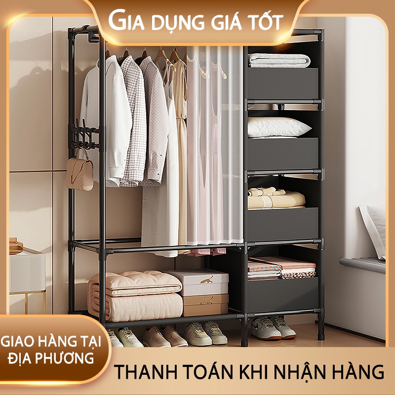 Tủ Treo Đồ Thiết Kế Rèm Chống Bụi Kệ Treo Quần Áo Phù Hợp Cho Mọi Gia ...