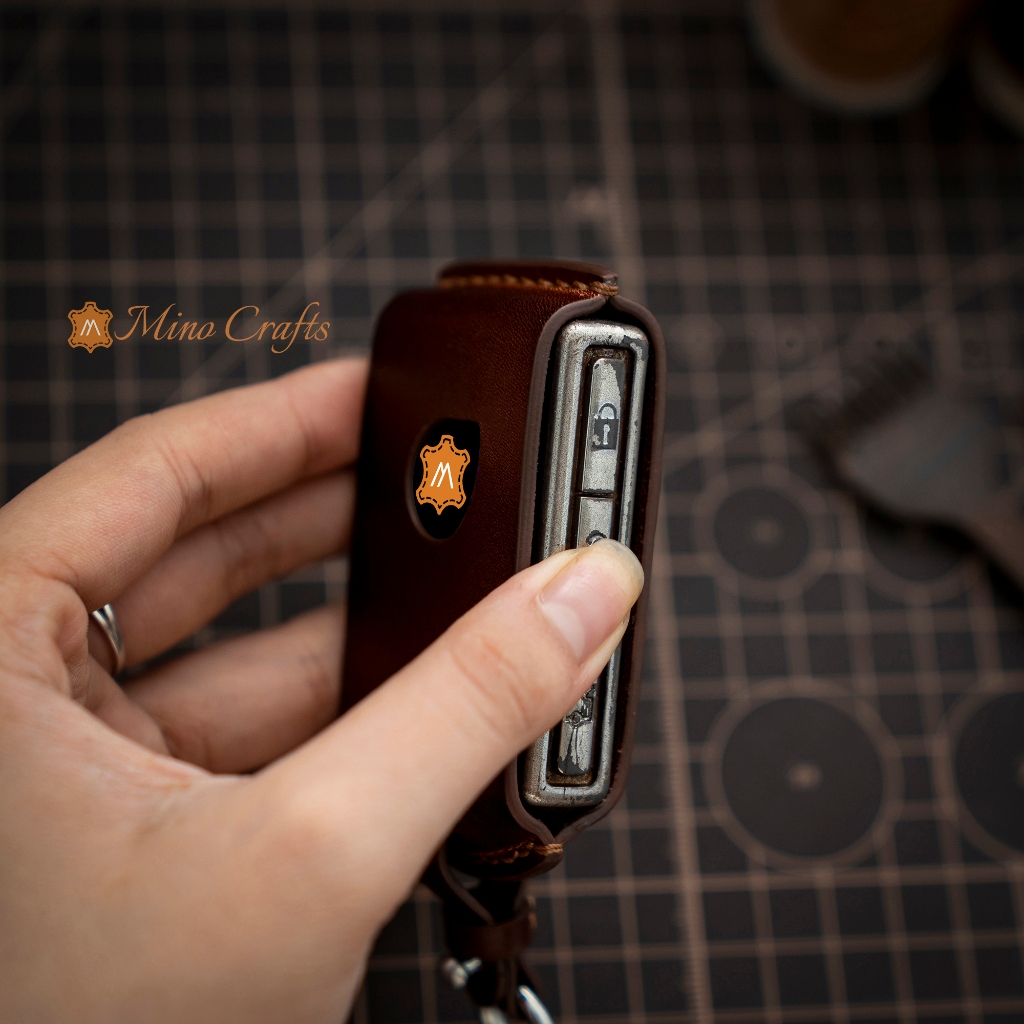 Mino Crafts - Bao da chìa khóa Volvo XC40, XC60, XC90, S60, S90, Chế tác thủ công, Da bò thật