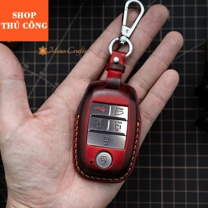 Mino Crafts - Bao da chìa khóa KIA SEDONA , Bao da chìa khóa thủ công , Khắc tên, Nhiều màu sắc