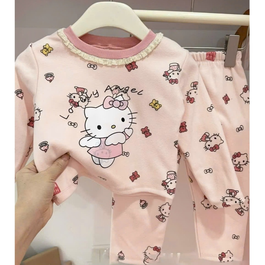 Bộ đồ bé gái- set bộ quần áo bé gái dài tay hình mèo dễ thương cho bé ...