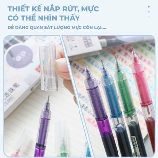 Bút Gel Nét Mịn 0.5mm - Bút Bi Nước Viết Êm, Nhanh Khô, Không Lem, Đa Dạng Màu Sắc Cho Học Sinh
