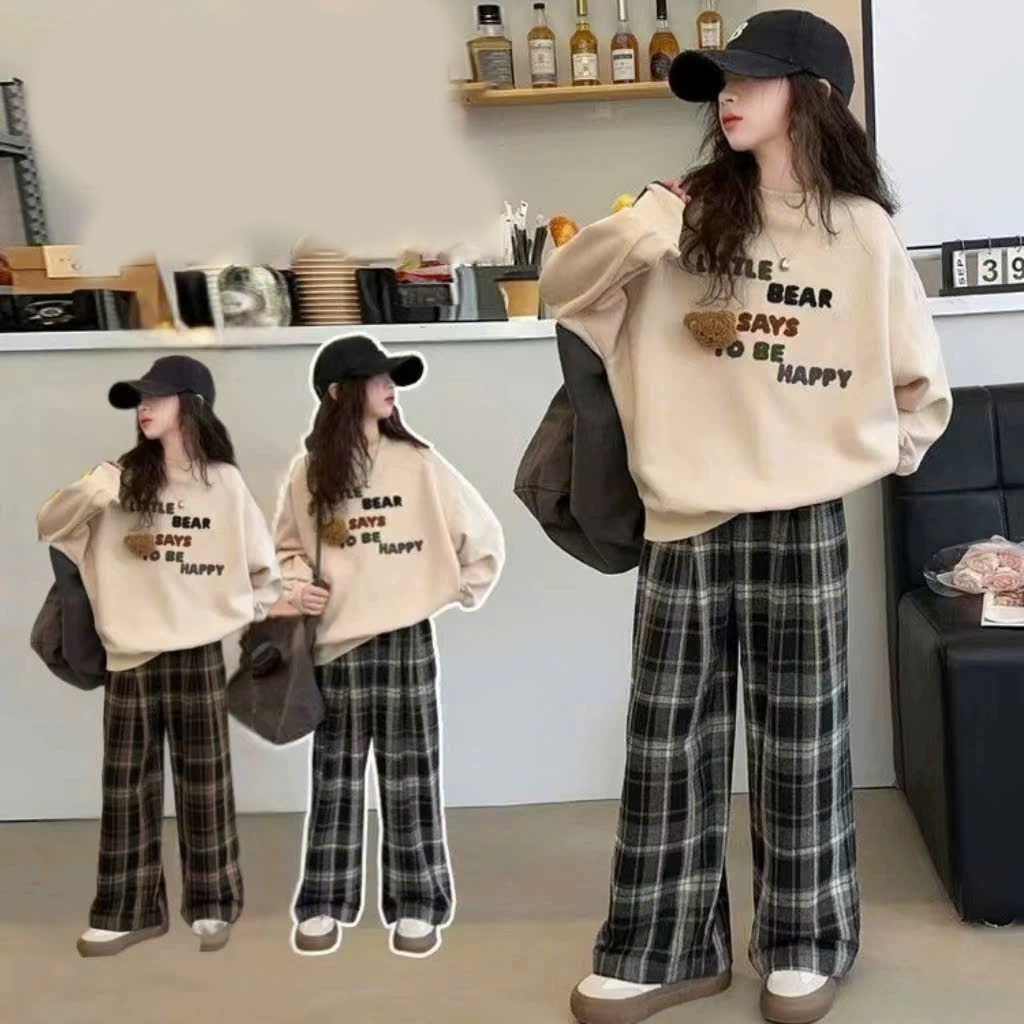 Quần suông kẻ caro cho bé gái size đại BEESHOP D25032