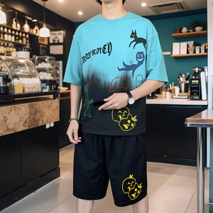 Đồ bộ thể thao nam mặc hè, Chất thun cotton Họa Tiết JOURNEY M038 + Bộ quần áo nam nữ in JOURNEY C1