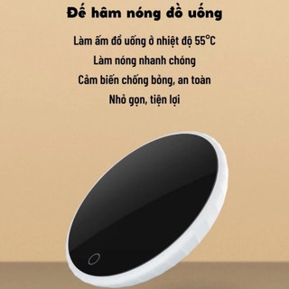 Đế Hâm Nóng Đồ Uống Thông Minh 55 Độ, Thiết Kế Nhỏ Gọn, Phù Hợp Mọi Chất Liệu, Chính Hãng, BH 2 Năm