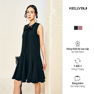 [KELLYBUI] Váy Suông Đuôi Cá Không Tay Kèm Khăn Lụa – Thiết Kế Nữ Tính, Thanh Lịch Chuẩn Công Sở
