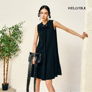 [KELLYBUI] Váy Suông Đuôi Cá Không Tay Kèm Khăn Lụa – Thiết Kế Nữ Tính, Thanh Lịch Chuẩn Công Sở