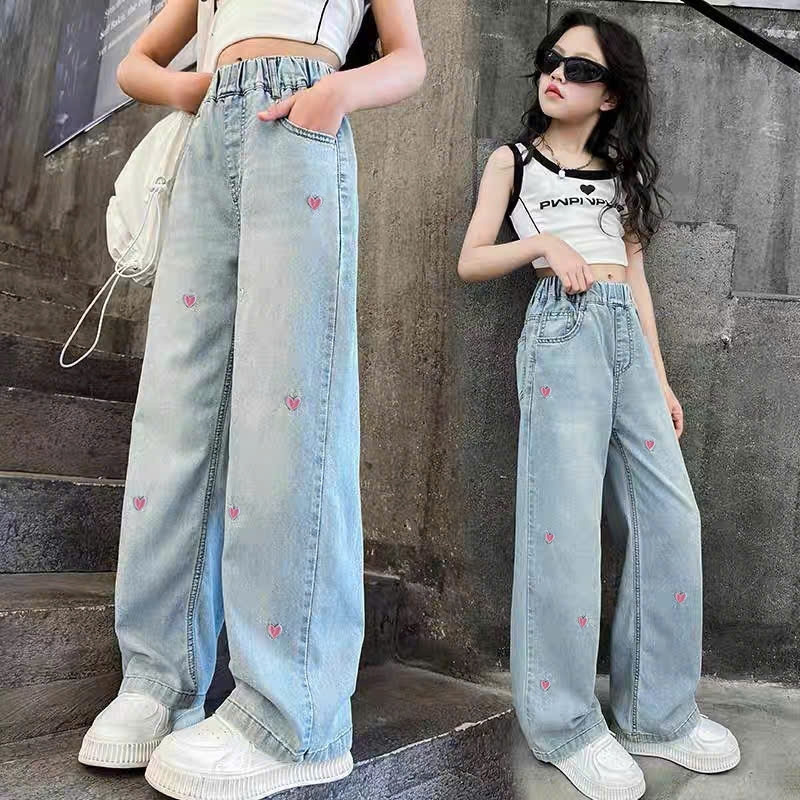 Quân jeans suông cho bé gái size đại BEESHOP quần bé gái 6 - 14 tuổi KM0006