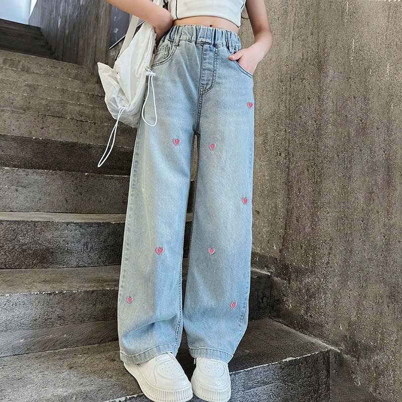 Quân jeans suông cho bé gái size đại BEESHOP quần bé gái 6 - 14 tuổi KM0006