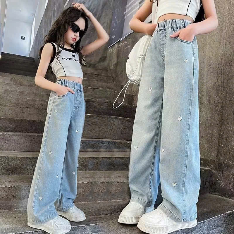 Quân jeans suông cho bé gái size đại BEESHOP quần bé gái 6 - 14 tuổi KM0006
