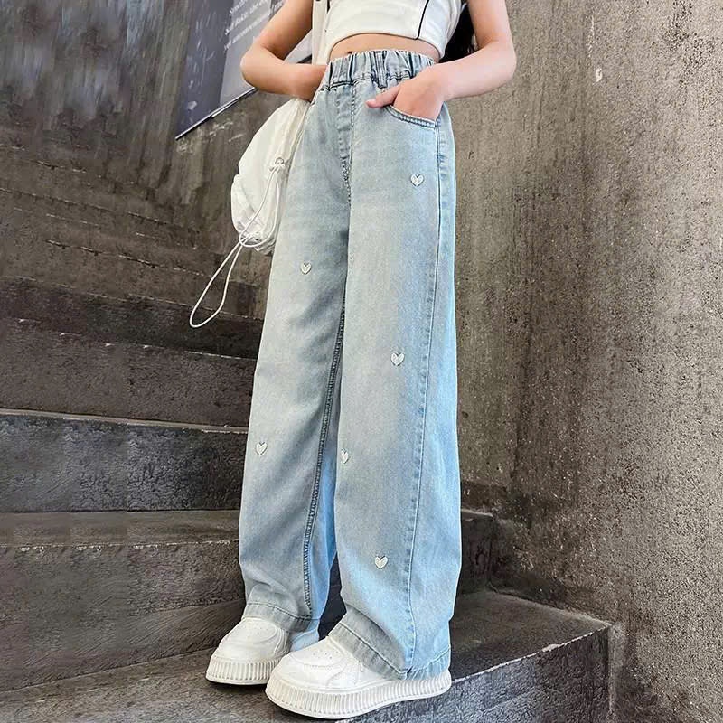 Quân jeans suông cho bé gái size đại BEESHOP quần bé gái 6 - 14 tuổi KM0006