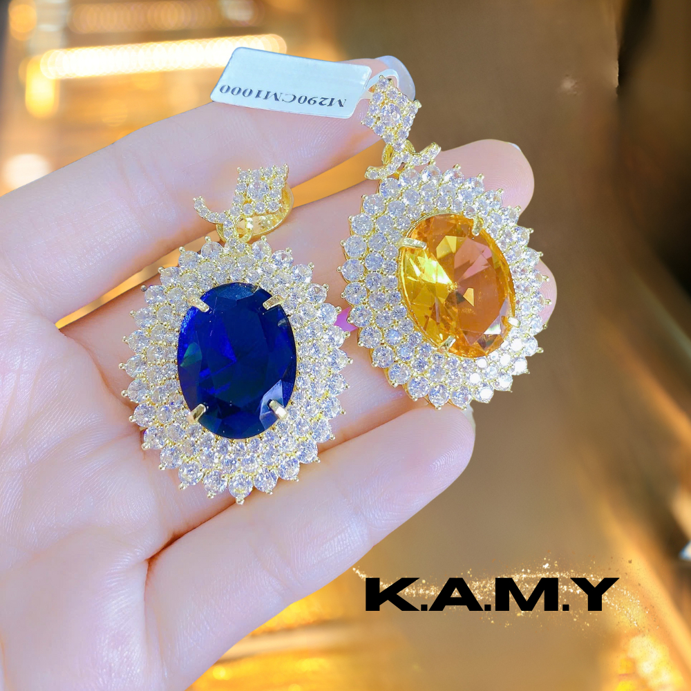 Mặt Dây Chuyền Nữ Mạ Vàng Đính Đá Oval Nhiều Màu – Trang Sức Sang Trọng Dự Tiệc Cao Cấp Quà Tặng Mẹ