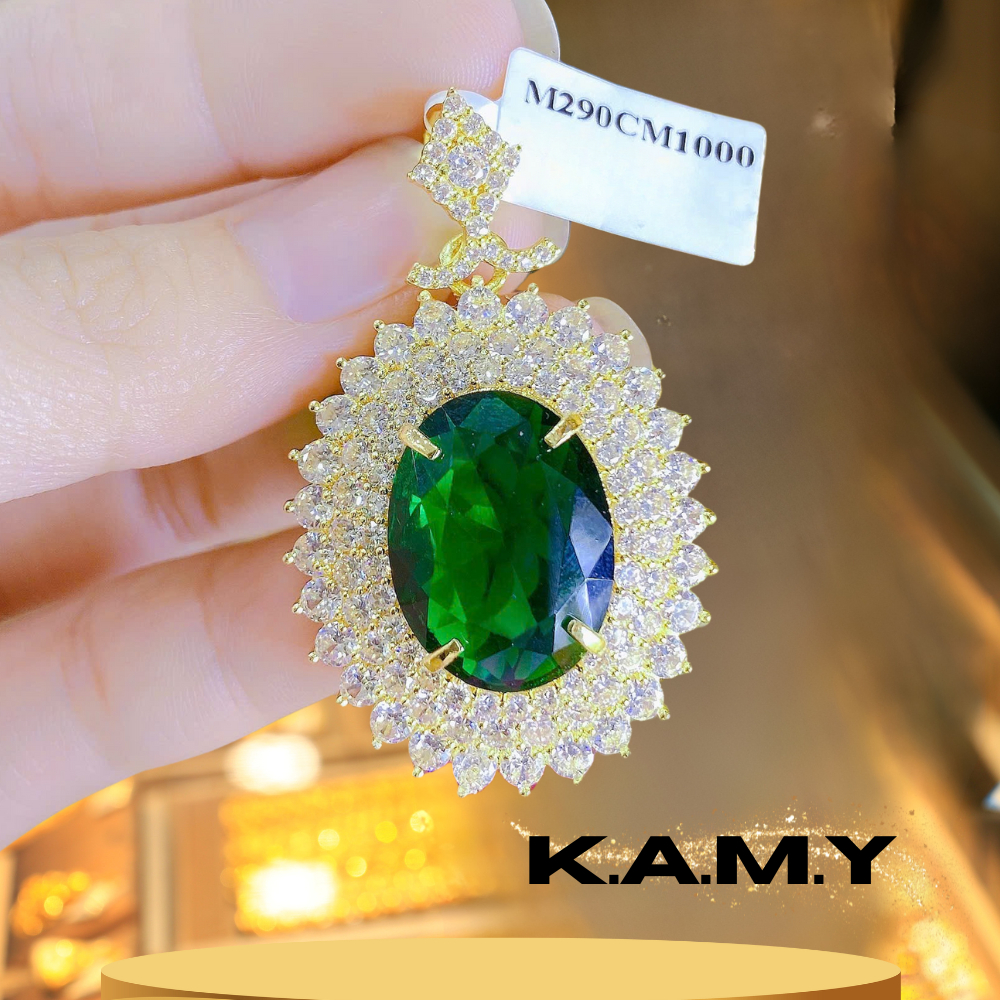 Mặt Dây Chuyền Nữ Mạ Vàng Đính Đá Oval Nhiều Màu – Trang Sức Sang Trọng Dự Tiệc Cao Cấp Quà Tặng Mẹ