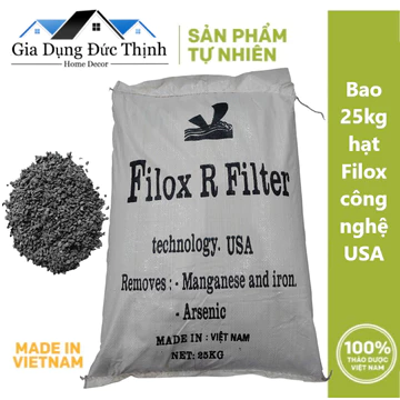 Hạt filox bao 25kg lọc nước khử sắt và các kim loại nặng trong nước. Lọc nước giếng khoan.