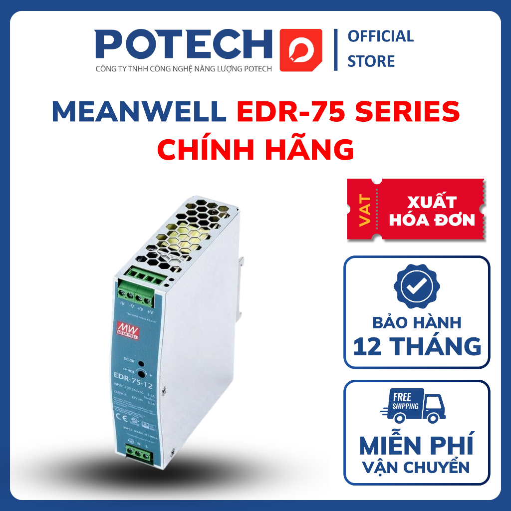 [CHÍNH HÃNG] Bộ nguồn meanwell EDR-75-12, EDR-75-24, EDR-75-48, nguồn ...