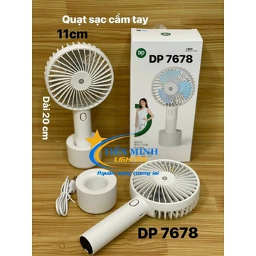Quạt sạc cầm tay mini DP-7678, có đế và dây sạc, gió mạnh, vừa có thể cầm tay hoặc để bàn